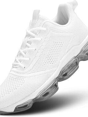 Women's White Running Walking Air Cushion Basketball Breathable Sneaker Shoes